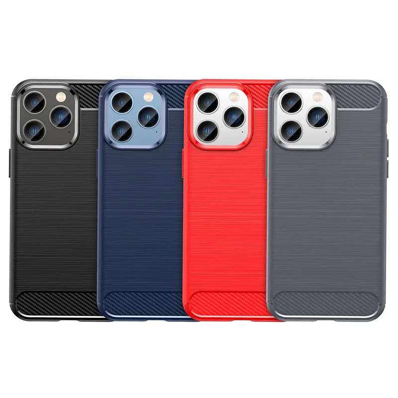 For iPhone 14 pro max Case, Carbon Fiber Texture Brushed Line Shockproof Flexible Soft TPU Cover Phone Case For iPhone 14