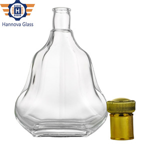 Sang trọng 700ml độc đáo hình dạng quả lê phẳng chai thủy tinh cho Whisky Brandy Cognac xo cao Flint rỗng Tinh Thần Rượu chai - Product Image 1