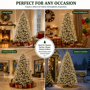 Árbol de Navidad de PVC con Luces LED, Base de Hierro de 120-240 cm, Estilo <span class=keywords><strong>Pino</strong></span> Nevado Ecológico para Decoración de Hogar, Oficina y Fiestas - Product Image 4