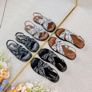 fairy Style Cross Soft Sole One Buckle <b>Sandals</b> Ladies 2026 Summer <b>Flat</b> Breathable Plus Size Seaside Casual Footwear - Product Image 2