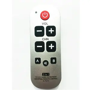Hotel TV botón grande aprendizaje universal control remoto impermeable para TV, DVD, STB, AUDIO