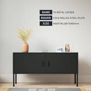 Meuble TV moderne en métal noir, montage facile, meuble TV pour salon, meuble TV en acier, supports de table TV pour la maison - Product Image 2