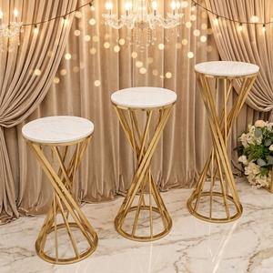 Set Alas Kue Silinder Emas Modern Mewah 3pcs, Dekorasi Pesta Ulang Tahun & Pernikahan - Product Image 2