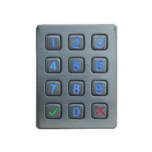 IP65 Illuminated Industrial Metal Access Control System Keypad
