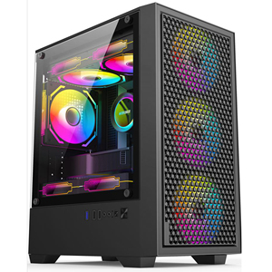 صندوق كمبيوتر مكتبي للألعاب باللونين الأسود والأبيض <span class=keywords><strong>M</strong></span>-ATX يدعم اللوحة الأم ATX - Product Image 3