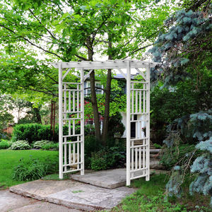 Arche de jardin en PVC blanc avec treillis, décoration nordique extérieure - Product Image 4