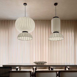 Lampes suspendues de style Wabi Sabi, lustre rond à deux têtes Led E27 pour salon, Restaurant, Design japonais minimaliste - Product Image 3