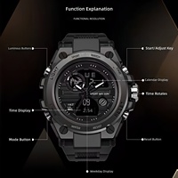 Montre pour homme en silicone souple, étanche, avec alarme, date, montre numérique pour homme, montre de sport multifonctionnelle pour homme