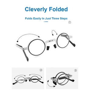 <strong>Mini</strong> Metal Folding <strong>Reading</strong> <strong>Glasses</strong> Small Round Square Portable Foldable Blue Light Blocking Folding <strong>Reading</strong> <strong>Glasses</strong> With Case - Product Image 3