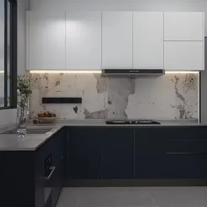 2024 automático mais novo moderno laca cinza pré-fabricado base superior armário de cozinha móveis de cozinha