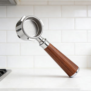 Porte-filtre sans fond Klam 51 mm personnalisé pour machine <span class=keywords><strong>Delonghi</strong></span> EC680/EC685, réutilisable, écologique, poignée en acajou - Product Image 6