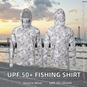 Camisa de Pesca con Capucha de Camuflaje para Hombre, Protección UPF 50 Anti-UV, Manga Larga, Ligera, de Poliéster, para Actividades al Aire Libre - Product Image 2