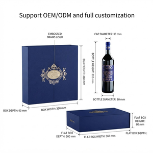 Custom Luxury Wine <strong>Gift</strong> Box, Blue Gate Fold Rigid Packaging Case with Foam Insert for Red Wine, Glasses, and Corporate Gifting - Product Image 3