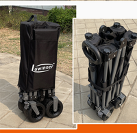 Chariot de marché pliable en métal à hauteur réglable avec parapluie, grande capacité, quatre roues, robuste, 200 kg, pour table, camping et vente de rue