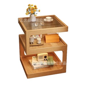 Estante de Almacenamiento de Madera Minimalista Moderno de 3 Niveles, Mesa de Noche de Madera Sólida para Dormitorio, Sala de Estar, Multiusos - Product Image 1