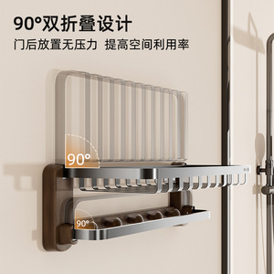 Support à serviettes à ventouse An Zhenya, rectangulaire, pliable, durable, étagère de rangement pour salle de bain, sans perçage requis - Product Image 4