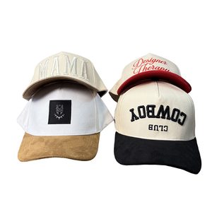 Casquette de baseball classique ajustable non structurée à deux tons, en tissu suédé à 5 panneaux, avec logo brodé personnalisé, vente chaude - Product Image 1