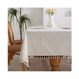 Factory Outlets elegant party tablecloth cotton polyester linen waterproof table cover tablecloth