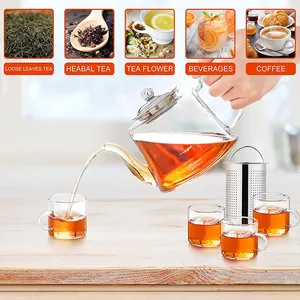 Top Seller 1000ml Clear Kettle Tea Cup Set High Borosilicate Teapot Glass Tea Pot With Stainless Steel Infuser Strainer Filter