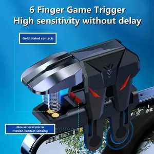 Disparador de juego de 6 dedos para teléfono móvil S1 ABS para PUBG Aim <span class=keywords><strong>Shooter</strong></span> L1R1, botón de tecla de aleación, Gamepad, controlador de Joystick para IOS y Android - Product Image 4