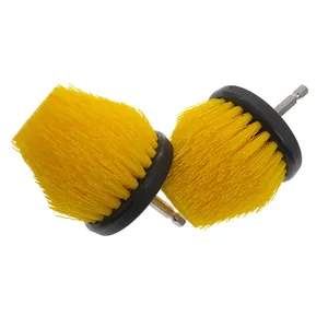 2.5inch Yellow Corner Brush Medium Bristles Cone Shaped for Bathroom Cleaning