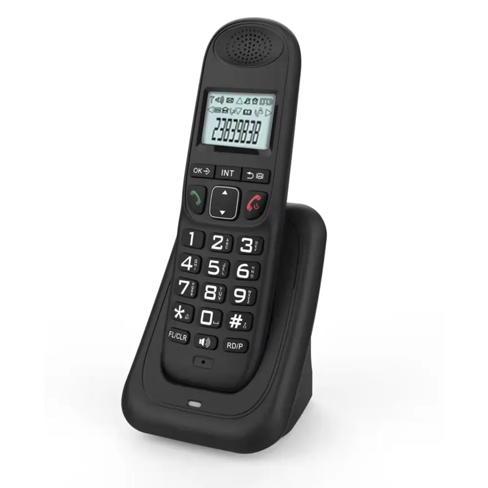 DECT6.0 Telepon PSTN Portabel, Telepon Nirkabel Portabel dengan Handset RJ11 Unit Dasar Portabel Telepon Rumah dengan Cakupan Jarak Jauh
