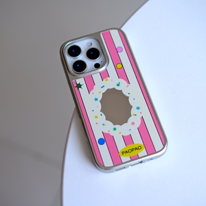 Custodia per telefono rosa con stelle colorate per ragazza, adatta per iPhone 17 Pro Max 15 Pro, con cornice argentata elettroplaccata a specchio, custodia posteriore protettiva completa - Product Image 6