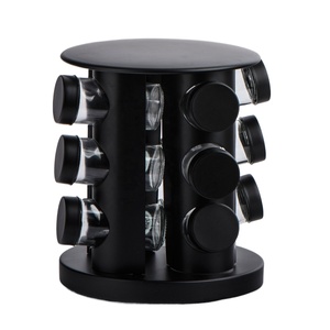 12 cái Glass gia vị Jar Set với kim loại màu đen nắp và vòng quay kim loại đứng - Product Image 4