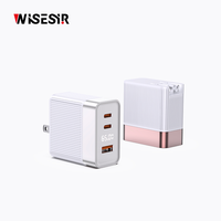 Chargeur rapide WISESIR 65W GaN double USB-C et Type-C PD 3.0 PPS avec protection OTP pour iPhone 17 Pro Max