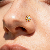 Anneaux de nez en or en gros, forme segmentée, zircon cubique, bijoux de piercing pour le corps unisexe, cadeau tendance