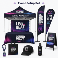 Ensemble de marchandises personnalisées pour festival : t-shirt, sweat-shirt, sac fourre-tout, bracelet, porte-clés pour événements musicaux, fêtes et souvenirs pour fans.