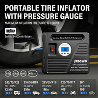 Démarreur de voiture, camion et moto portable multifonction 6-en-1, batterie externe, gonfleur de pneus, compresseur d'air, lithium-ion