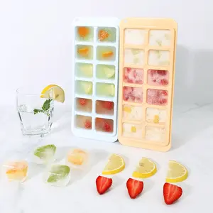 Silicone Ice Cube Trays with Lid Flexible Base for Easy Release Ice Cubes with Non-Spill Removable Lid