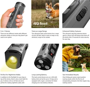 Entrenador ultrasónico de mano para perros con luz LED, repelente antiladridos y dispositivo de control de ladridos para entrenamiento de mascotas