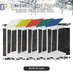 Cestino a doppio pedale in metallo rosso di alta qualità con sensore a induzione, <span class=keywords><strong>porta</strong></span> sacchi da 92L per interni/esterni - Product Image 2