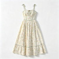Robe longue décontractée d'été pour femme, style camisole, coupe trapèze, imprimé floral, 100% coton, idéale pour les vacances
