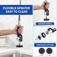 Keran Dapur Komersial Spring Pre Rinse, Terpasang di Dinding, Dua Gagang, Tugas Berat, Semprotan Tarik, Keran Mixer Wastafel Dapur