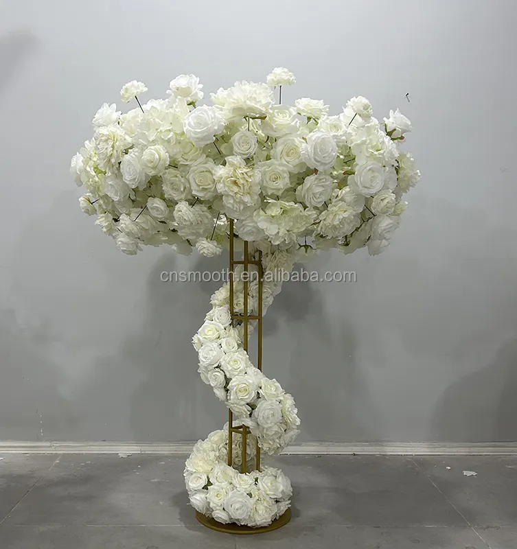 Novo produto exclusivo para decoração de casamento, flor artificial, peça central de mesa corredor de flores para coleção de casamento