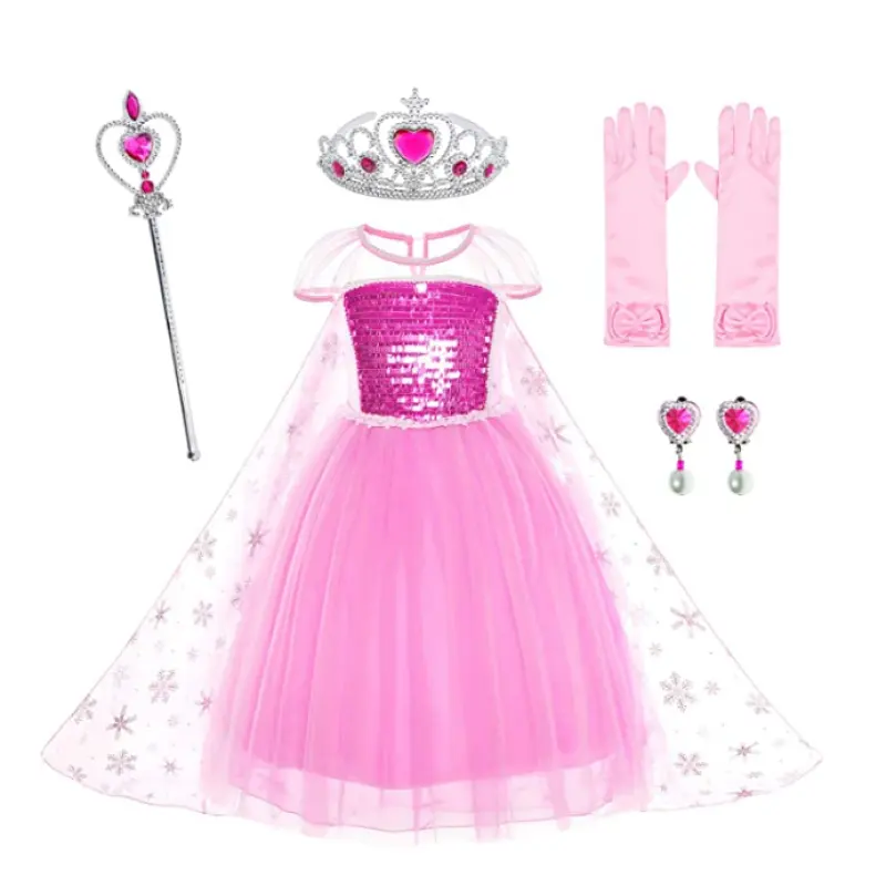 Hot Sale Geburtstags feier Halloween Cosplay Dress Up Kostüme mit Zubehör Anna Elsa Princess Dress