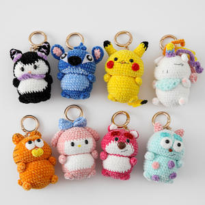 Super mignon dessin animé fait à la main tissé poupée <span class=keywords><strong>japonais</strong></span> et coréen porte-clés rétro poupée porte-clés sac à dos suspendus bijoux - Product Image 1