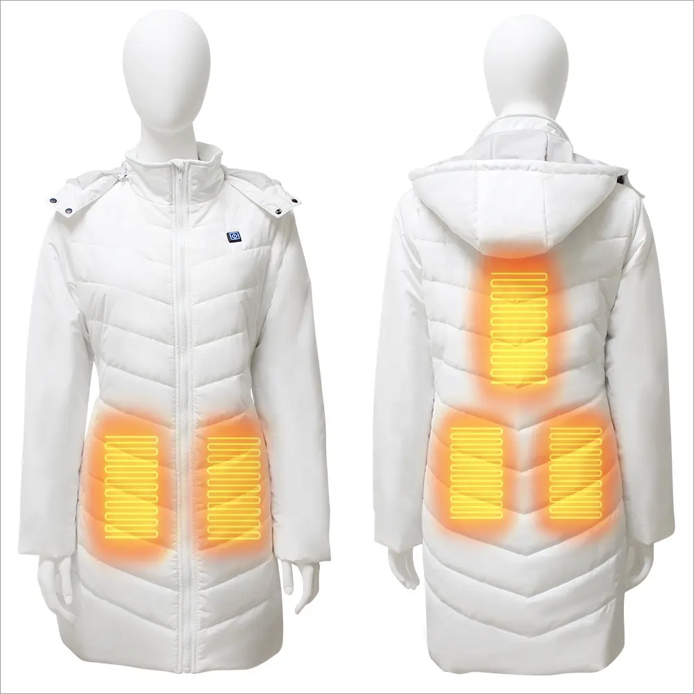 Woman Battery Heated Long Down Jacket for outdoor