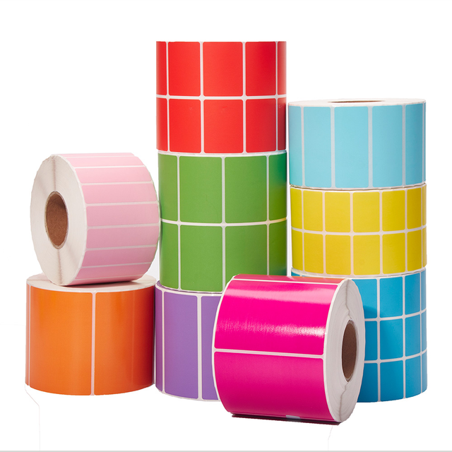 Free Sample Custom Color Thermal Labels-Custom Size Shape Heat Sensitive Paper Rolls Label Printer Waterproof Strong Adhesive