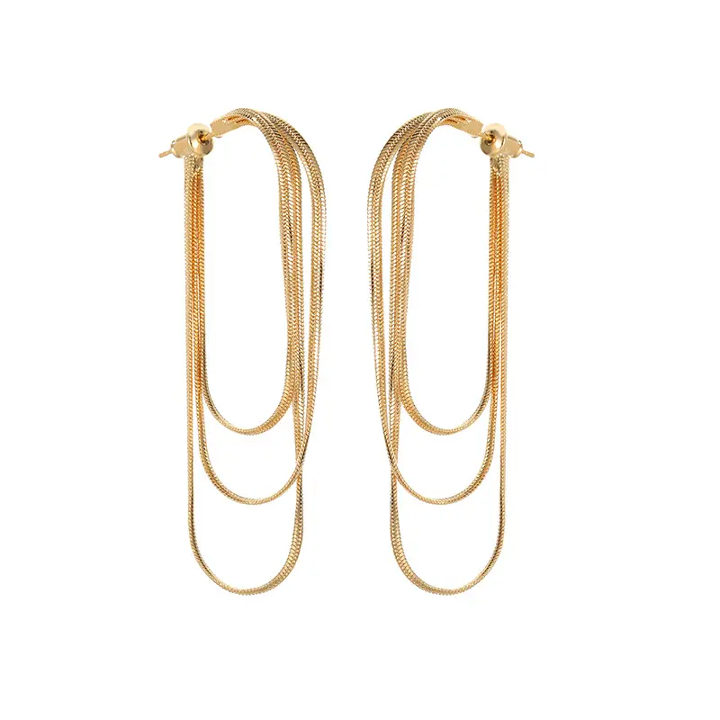 Elegant Fashion Earrings Vintage Brass Snake Chain Earrings Gold Silver Drop Long Tassel Earrings for women