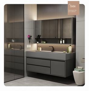 2024 распродажа, роскошный деревянный шкафчик для ванной комнаты, оптовая продажа, набор для ванной комнаты, лакированная дверная раковина, мебель для раковины - Product Image 4