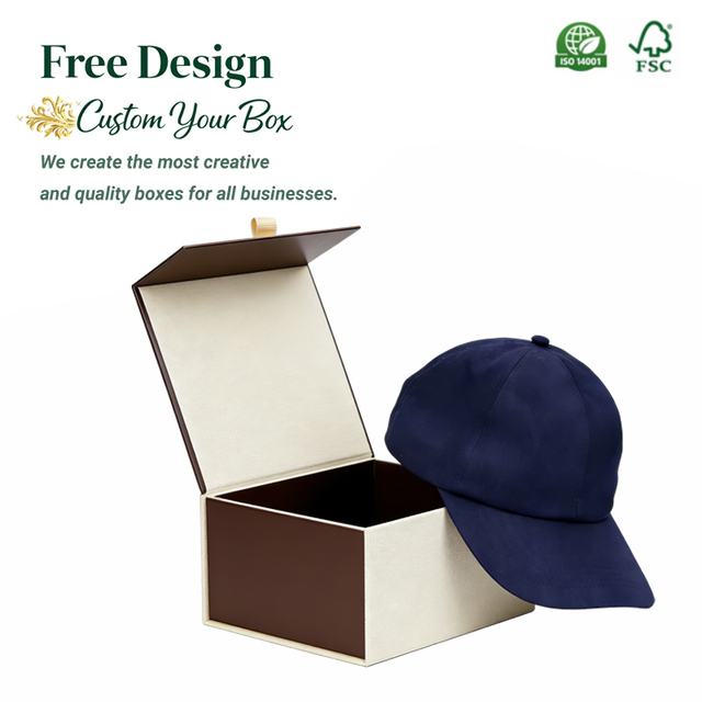 Custom Cardboard Hat Shipping Box for Baseball Caps Bulk Packaging Foldable Magnetic Mailer Box for E-commerce Retailers