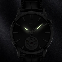 Reloj automático Miyota 8215 de lujo para hombre, 40MM, con logotipo personalizado, reloj de pulsera mecánico de 5 ATM con correa de cuero genuino