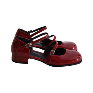 YT 2025 Verano Nueva moda Sandalias de punta cuadrada para mujer Retro Bun Head, zapatos de cuero pequeños Mary Jane de tacón medio - Product Image 5