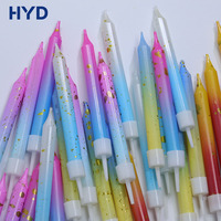 Velas al por mayor con efecto nacarado degradado, velas finas tipo lápiz con puntos dorados, decoración para tartas para bodas, fiestas y recuerdos
