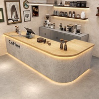 Nouveau modèle de comptoirs de réception complets en MDF, bois de luxe, style minimaliste moderne, pour les magasins de thé au lait, de café, de desserts, de gâteaux et de pain