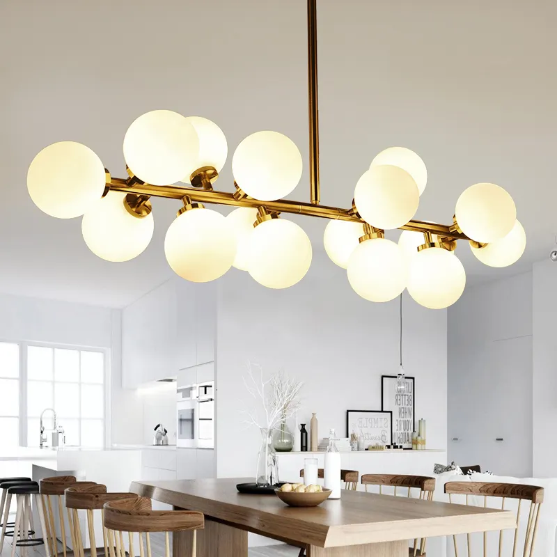 Light For Kitchen Nordic Simple Circle Forged Modern Dining Room Contemporary Iron Led Big GlassLamp Chandelier Pendant Light For Kitchen